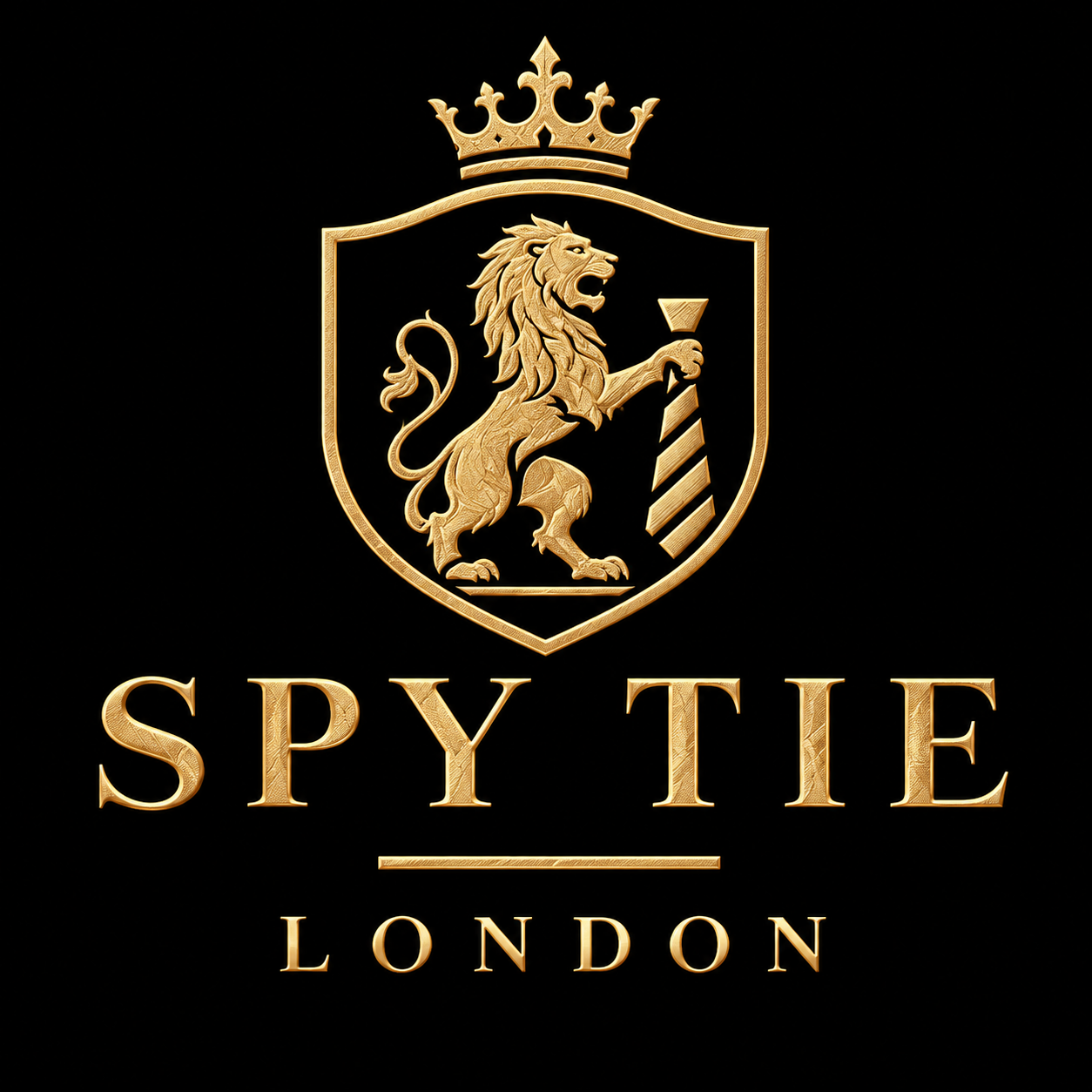 Spy Tie London — crowned lion holding a tie